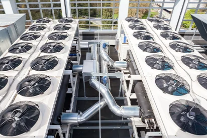 Industrial HVAC system on a rooftop